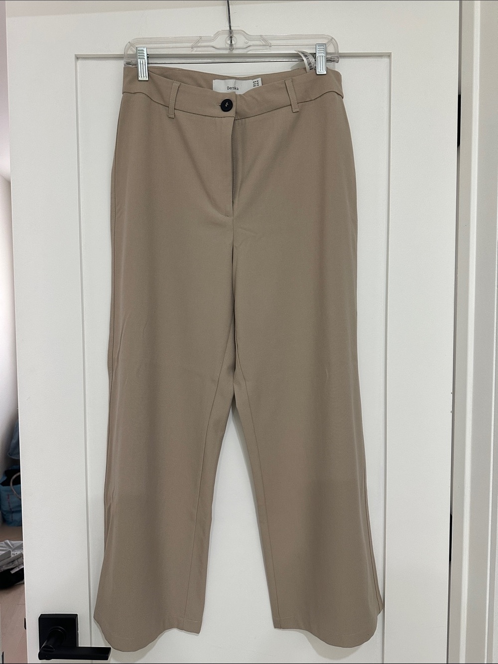 Bershka Taupe Wide-Leg Women's Pants